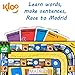 Spanish Board Game – Race to Madrid | Easy to Learn Words, Grammar, Verbs | Fun for Adults, Kids, Beginners, Classroom | 4 Decks Dynamic Flash Cards