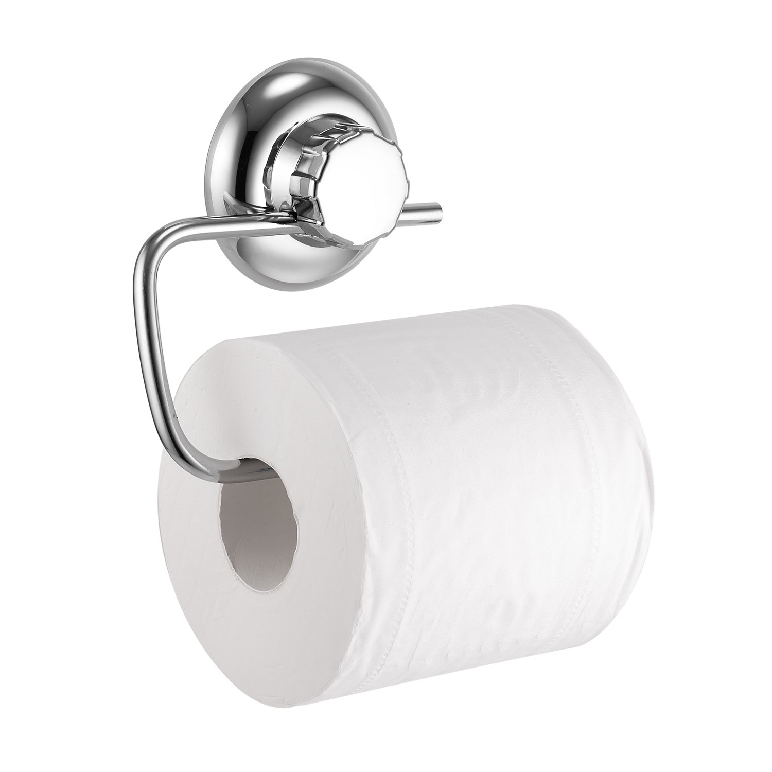 MaxHold No-Drilling/Suction Cup Toilet Paper Roll Holder - Vaccum System - Stainless Steel Never Rust - for Bathroom & Kitchen