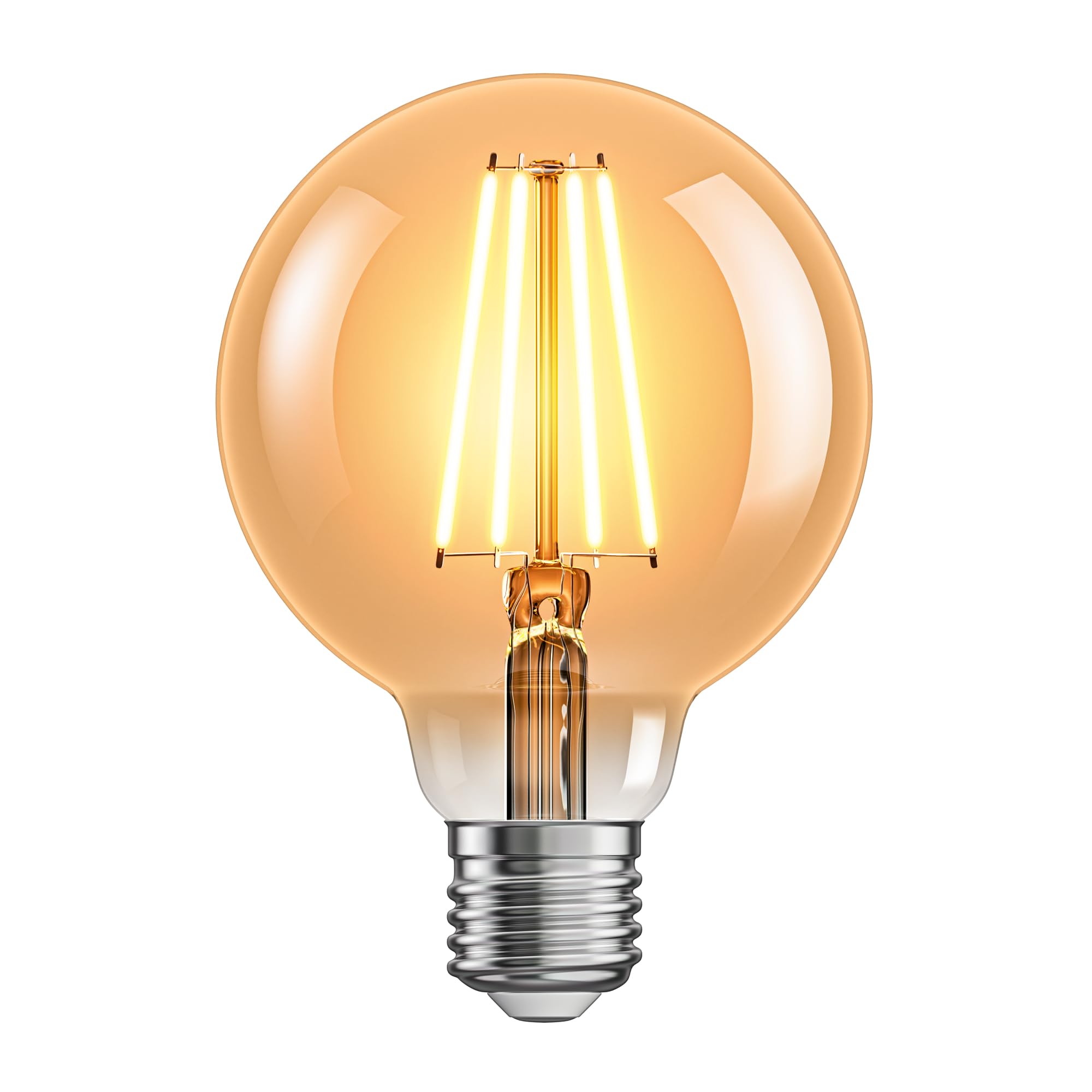 ledscom.de E27 LED Bulb, G95, Extra Warm White (2500 K), 7.3 W, 818lm, 3-Level dimmer, Gold-Coloured