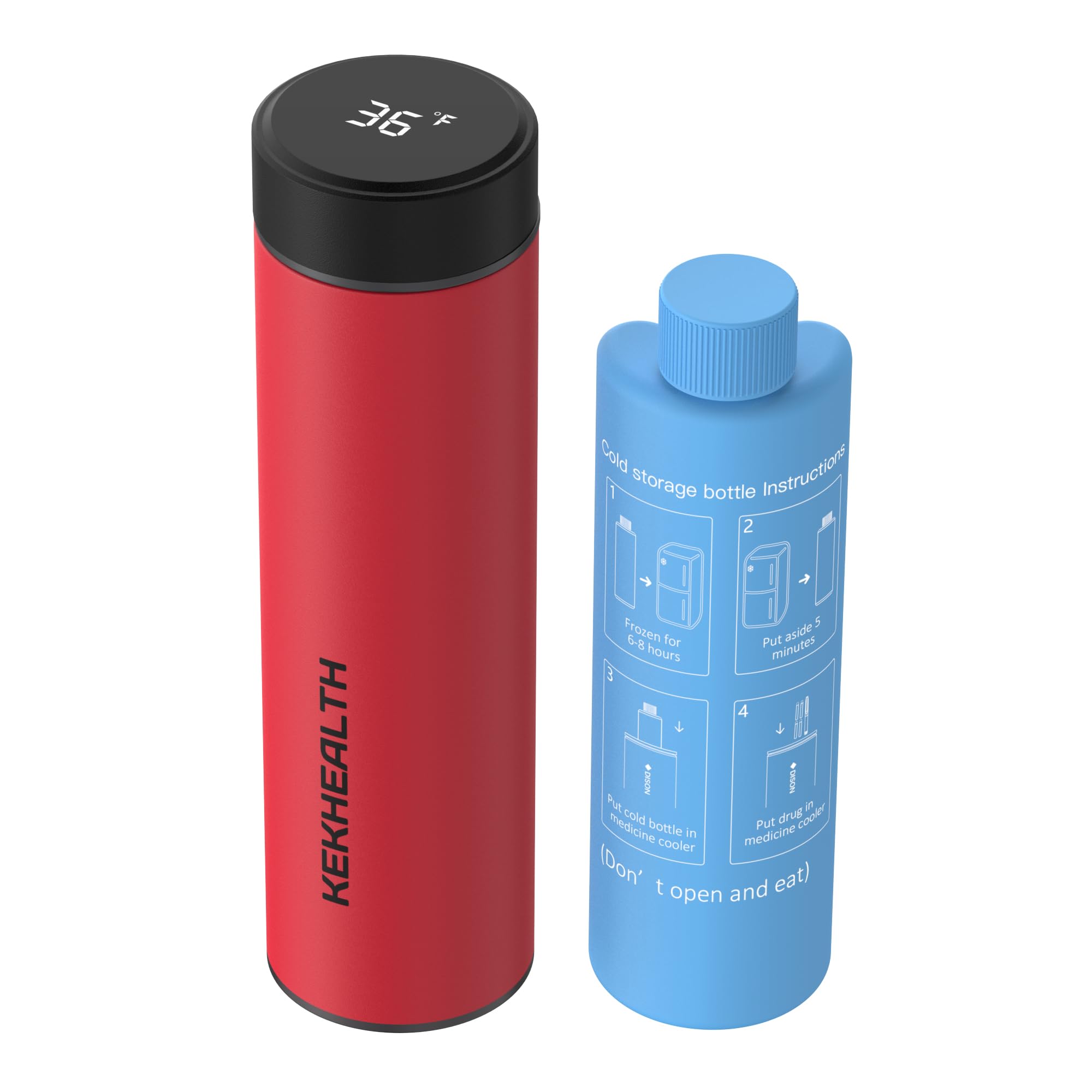 Photo 1 of KEKHEALTH Compact 60H Insulin Cooler Travel Case Temp Display Medication Cooler for Travel Insulated Medicine Cooler Bag TSA Approved Ice Packs Diabetic Cooler with QR Medical Travel Tag?Rescue Red?