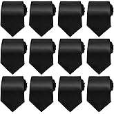 Xthrotsenk 12 Packs Men's Tie Bulk Black Ties for Men Solid Color Men's Neckties Satin 3.15'' Tie Man Ties Formal Necktie for Wedding Business Graduation Formal Neck Tie for Office