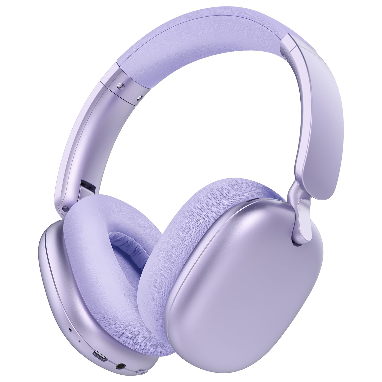 Photo 1 of RORSOU C6 Active Noise Cancelling Headphones, Wireless Over Ear Bluetooth Headphones, 60H Playtime, Lightweight Folding Deep Bass Comfort Fit Ear Cups Headset with Mic for iPad/Travel/PC/Home Purple
