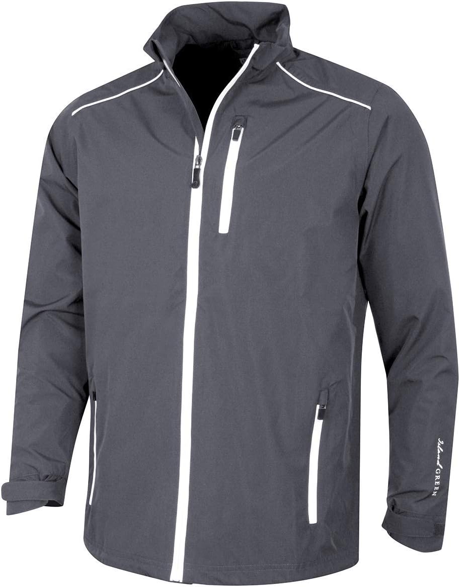 Island Green Golf IGJKT1723 Mens Zip Through Waterproof Windproof Breathable Sports Rain Jacket