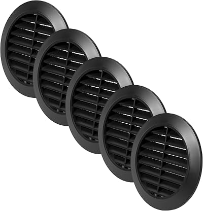 Vent Systems 80 mm Round Black Air Vent Cover Pack of 5 with Insect Screen