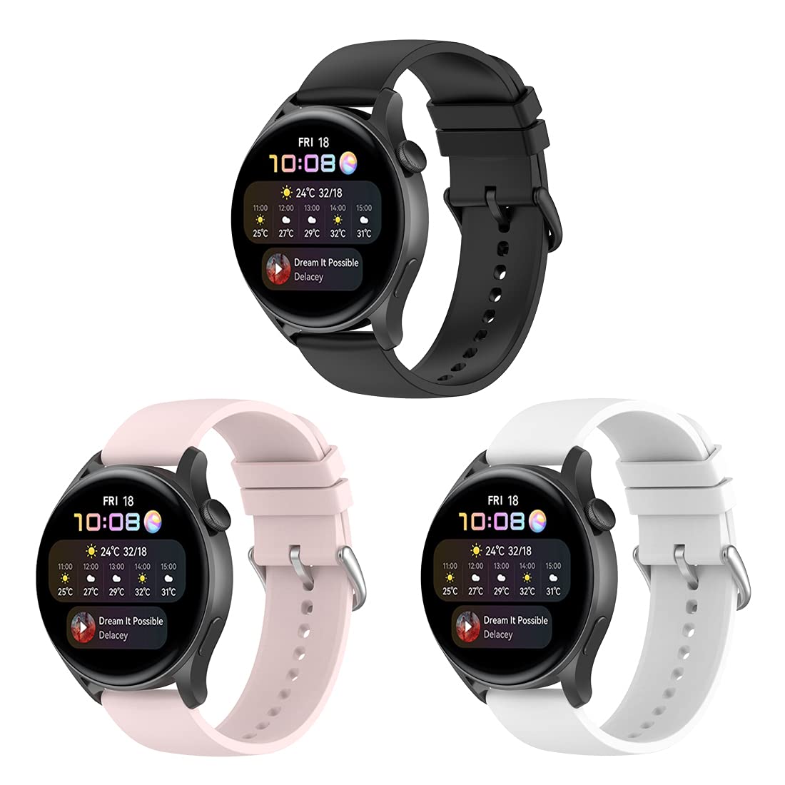BexidoIera Strap Compatible with Huawei Watch GT 2/G3 42mm, GT 2/Honor SE/Magic Watch 2 - 20mm Soft Silicone Quick Release Band