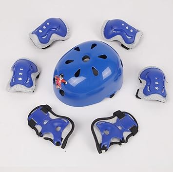 Amazon Cute Minor子供用 自転車用 ヘルメット 単品 ヒジ ヒザ 手首 プロテクター セット 超軽量 可愛い オシャレ 7点セット ブルー S Cute Minor ヘルメット