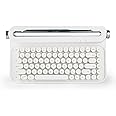 YUNZII ACTTO B305 Wireless Typewriter Keyboard, Bluetooth Connection, Cute Retro Aesthetic Design with Integrated Stand for Tablet, Phone, PC and Win/Mac/Android (B305, Snow White)