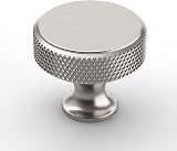 Amerdeco 10 Pack Brushed Satin Nickel Knurled Cabinet Knobs 1.2in Dia