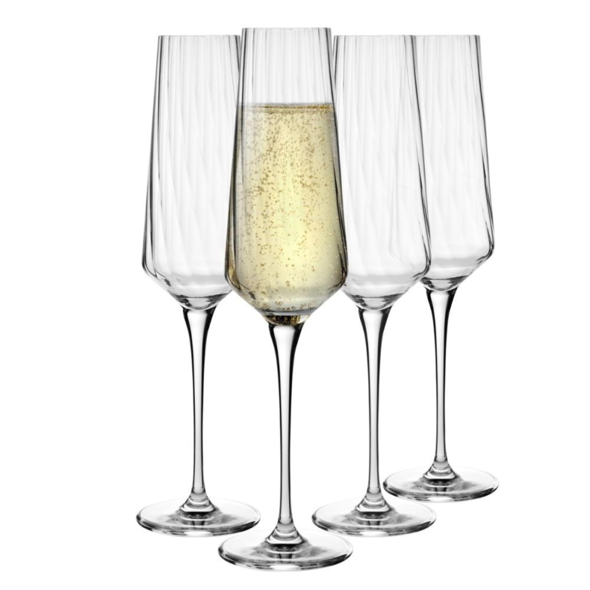 Krosno Decorative Champagne Glasses, Set of 4 Glasses, 4 x 6,8 FL OZ, Avant-Garde LUMI Collection, Unique Gift Idea, Dishwasher Safe, Made in Europe
