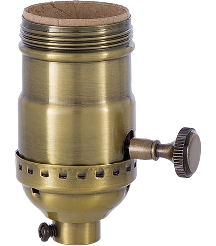 B&P Lamp® 3-Way Heavy Duty, Turned Brass Socket, Antique Brass