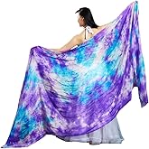 Aumulen Women Colorful Professional Belly Dance Silk Veils Hand Made Tie Dyed Scarf