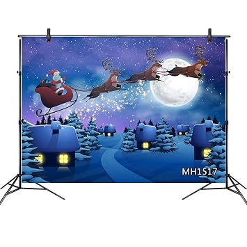Amazon Com Christmas Backdrop Santa Claus And Flying Elk