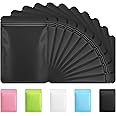 Funfery 100 Pack Black Mylar Packaging Bags Resealable Bags Double Sided Color Odor Proof Pouch Baggies Smell Proof Foil Bag for Food Storage,Small Business(Black,2.4x3.9inch)