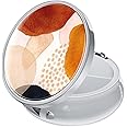Rouidr Pill Box, 3 Compartment Medicine Pill Case, Small Metal Travel Medicine Box for Purse & Pocket, Silver, Simple Abstract Art