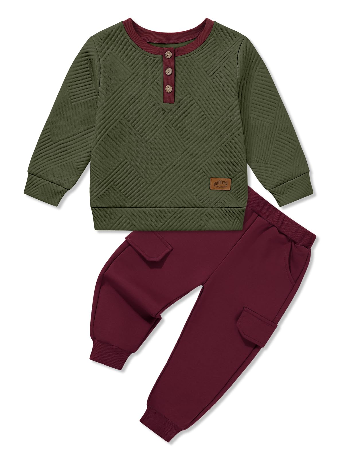 Photo 1 of URMAGIC Ribbed Toddler Boy Clothes Set Fall Winter Long Sleeve Sweatshirt and Pants Outfits 2T 3T 4T 5T 6T