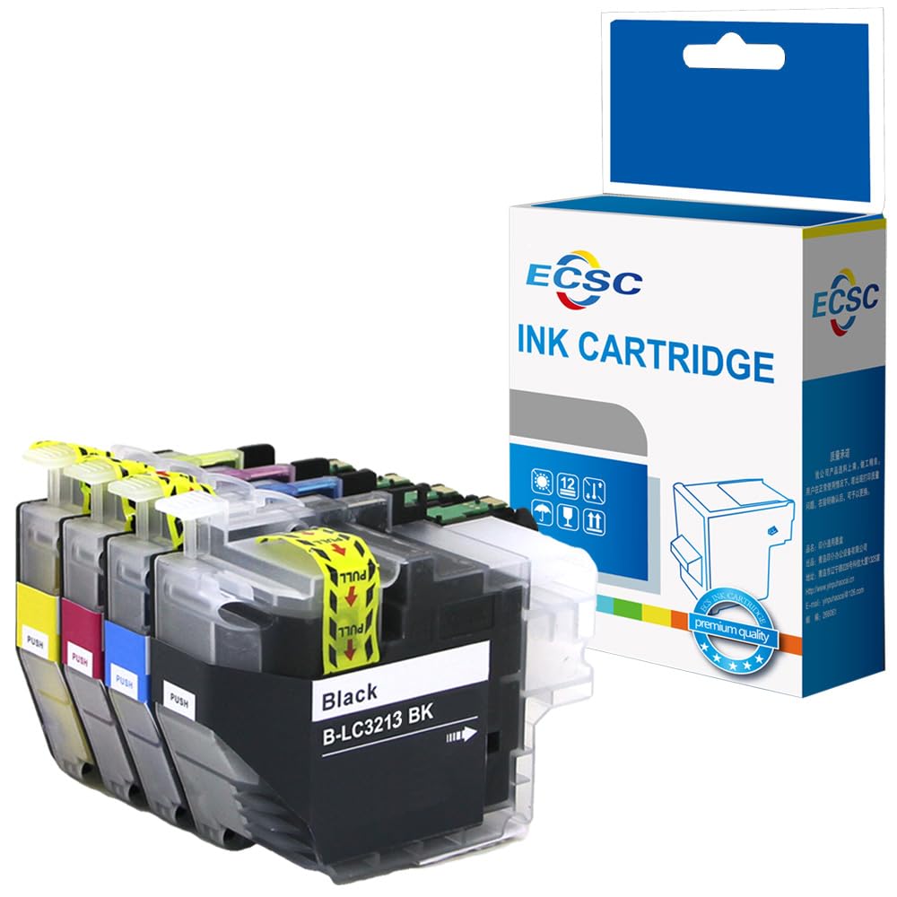 ECSC Compatible Ink Cartridge Replacement for Brother DCP-J772DW DCP-J774DW MFC-J890DW MFC-J895DW LC3213 (BK/C/M/Y, 4-Pack)