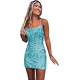 Zepumen Sparkly Sequin Homecoming Dresses for Teens Short Tight Prom Cocktail Party Gown