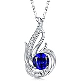 Leva Jewkis Birthstone Necklace for Women 925 Sterling Silver Phoenix Charm Necklace Birthday Anniversary Christmas Fine Jewelry Gifts for Women Mother Her, Adjustable Chain
