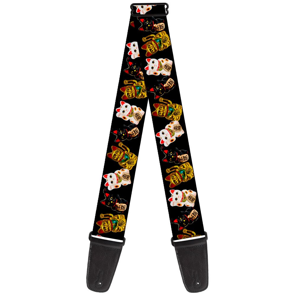 buckle-down Maneki Neko Lucky Cats Guitar Strap 34-60 Inches Gold/Black/White