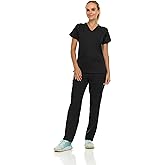 MediChic Women’s Premium Scrubs Set – Stretch V-Neck Medical Nursing Top with Straight Leg Scrub Pants