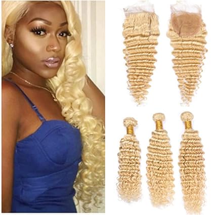 Amazon Com Russian Blonde Deep Wave Human Hair Bundles Deals