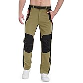 BondiTrekk Mens Snow Ski Pants Fleece Lined Winter Hiking Waterproof Insulated Snowboard Outdoor Pant with Belt Pockets