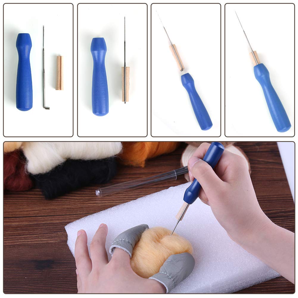Zlulary Needle Felting Wool, 8 Colors Wool Roving, Needle Felting Supplies, Felting Needle Kit for Beginners Spinning Felting Supplies, 8g/Color (Dark)