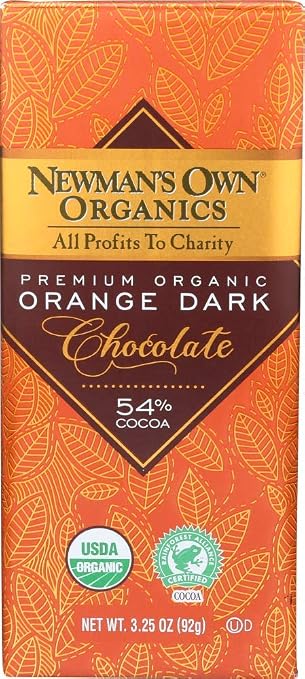 Newmans own Organic chocolate bar Dark Orange org 3.25oz (757645013154)