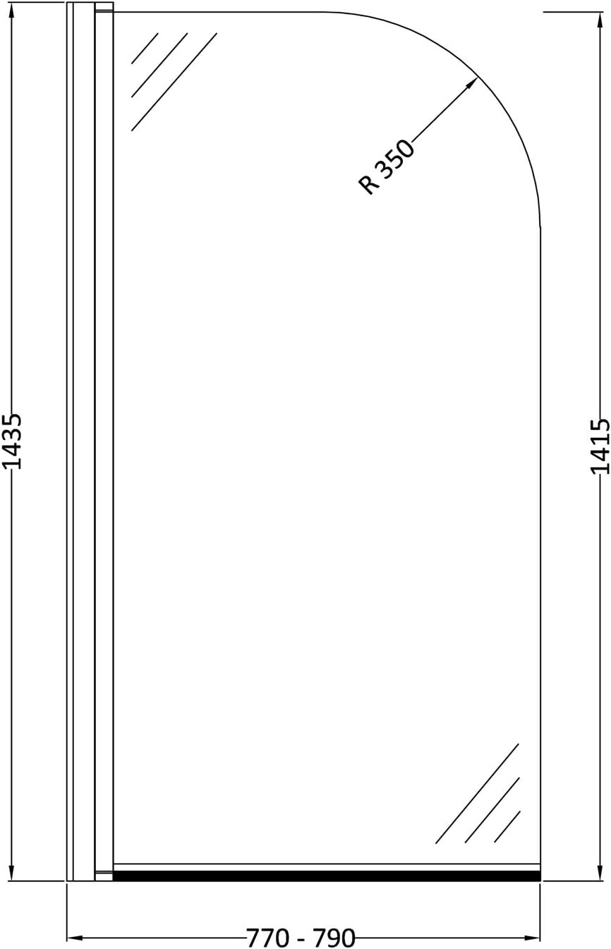 VeeBath Bath Screen Pivot Bath Shower Tempered Glass Screen Reversible Door Panel - 800 x 1400mm, Jade Round - Image 4