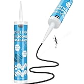 PAULINN Black Silicone Sealant,100% Waterproof Silicone Adhesive Caulk for Rv Marine Home Window Roof Door Kitchen Bathroom B