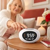 CallToU Talking Clock for Seniors, Recordable Alarm Clock, 3 Alarms | One-touch time, date, weekday announcements; 3 recordable alarms and 8 volume levels for blind and visually impaired adults.