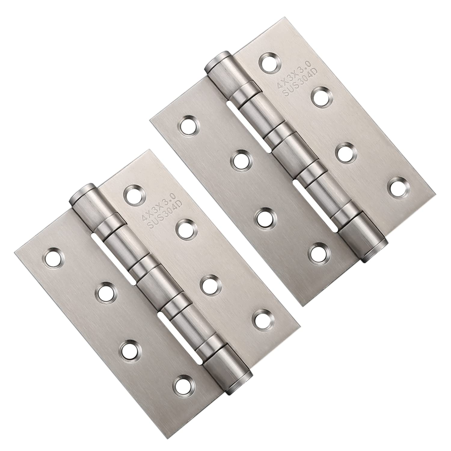 Qrity 4 Pieces Home Door Hinges 4" 100mm Ball Bearing Hinges for External & Internal Doors, Stainless Steel, 3mm Thickness, Silver — image 1
