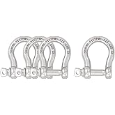 SHONAN 5/16" Bow Shackles, Heavy Duty D Ring Shackle Marine Grade, 4 Pcs Stainless Steel Boat Anchor Kit Screw Shackles for Chain or Strap, 880 Lbs Capacity