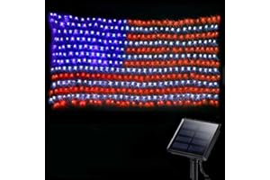 DBFAIRY Solar American Flag Lights Outdoor,420 LEDs American Flag Net Lights 6.5ft x 3.28ft Super Bright,Memorial Day Decorations of The United States for Independence/National/Memorial Day,July 4th