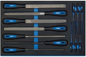Draper 63513 Hand File 13 Piece Set in 3/4 Drawer Eva Insert Tray, Blue