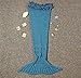 SENGTH Blue Crochet Knitted Mermaid Tail Blanket for Kids Girls Children Dressing Up Toys Party Birthday Gifts 56'' x 28''