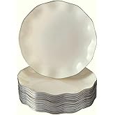 Silver Spoons Veil Collection Ivory Plastic Dessert Plates with Scalloped Rim - 6" (Pack of 10) - Ideal for Appetizers, Desserts, Parties & Special Events