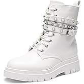 DREAM PAIRS Women's Fashion Platform Combat Boots Lace Up Lug Sole Goth Ankle Booties Shoes