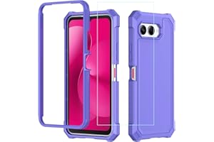 AULZAJU for T-Mobile Revvl 8 5G Phone Case with Screen Protector,Revvl8 Case Front Soft Bumper PC Hard Back Full Body Protection,Rugged Military Grade Shockproof Corner Cover for Tmobile Revvl 8 Purple