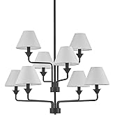 VANZARLA Dia 34.62 inch Modern Farmhouse Chandelier, Boho Chandelier for Dining Room, Large Fabric Pendant Light for Entryway