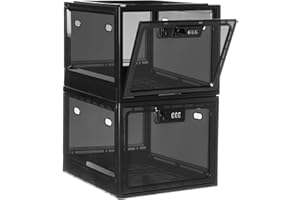 Lalifebuss Medicine Lock Box, 2 Pack Medication Lockable Container for Refrigerator Food Safe Locking Box Tablet Phone Locked Box for Kitchen Home School and Office Safety