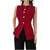 GORGLITTER Women's Sleeveless Blazer Vest Dressy Button Down Vest Top Crew Neck Business Casual Suit Vests 2025