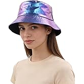 Metallic Bucket Hat for Women Holographic Bucket Cap Packable Outdoor Travel Sunhat Unisex Fisherman Cap