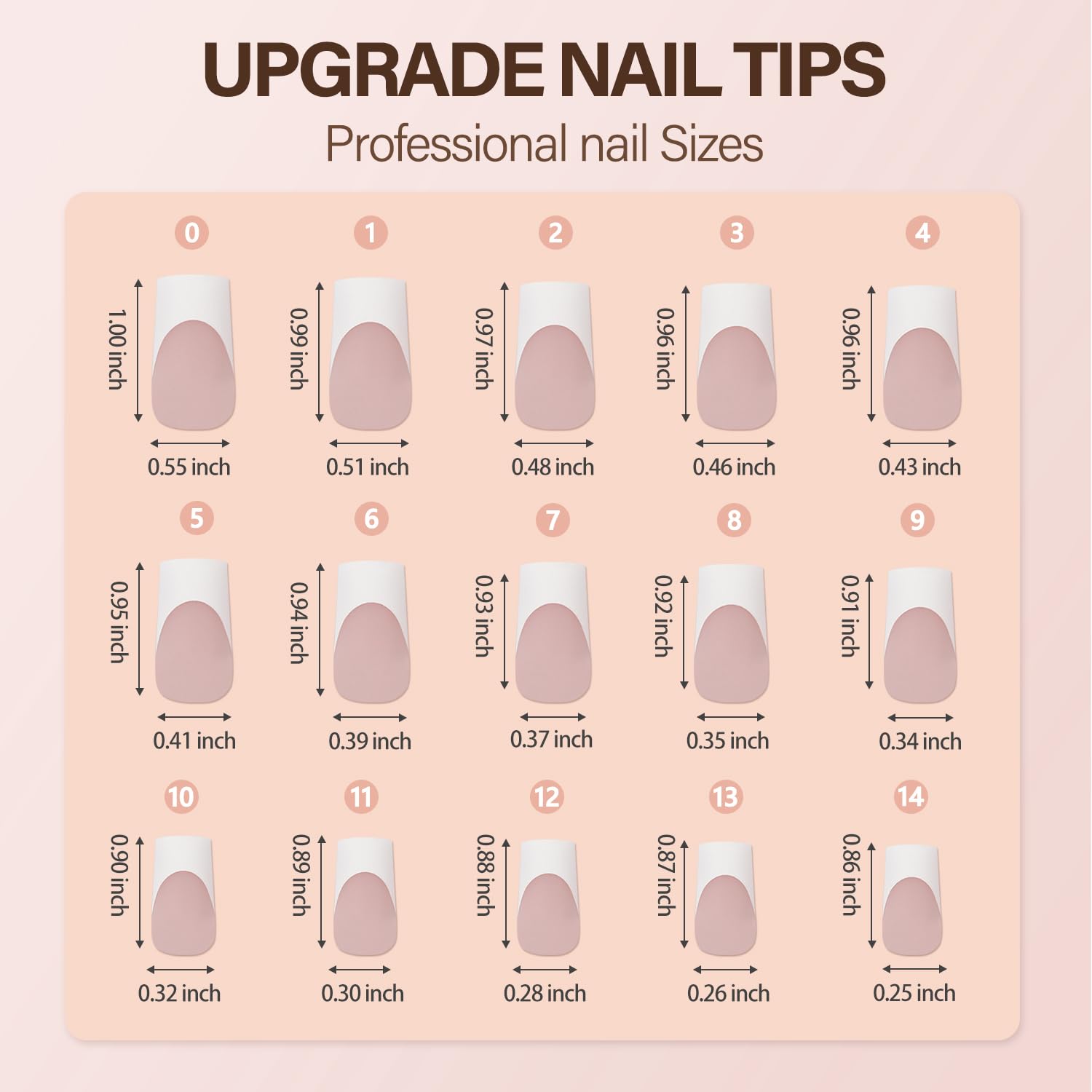 Vansiho French Gel Nail Tips, 150Pcs Long Square Gel Nail Tips, French Tips Press on Nails, French Square No Need to File 3 in 1 Pre-French Gel Tips, Fake Nails for Nail Art DIY 15 Sizes - Image 6