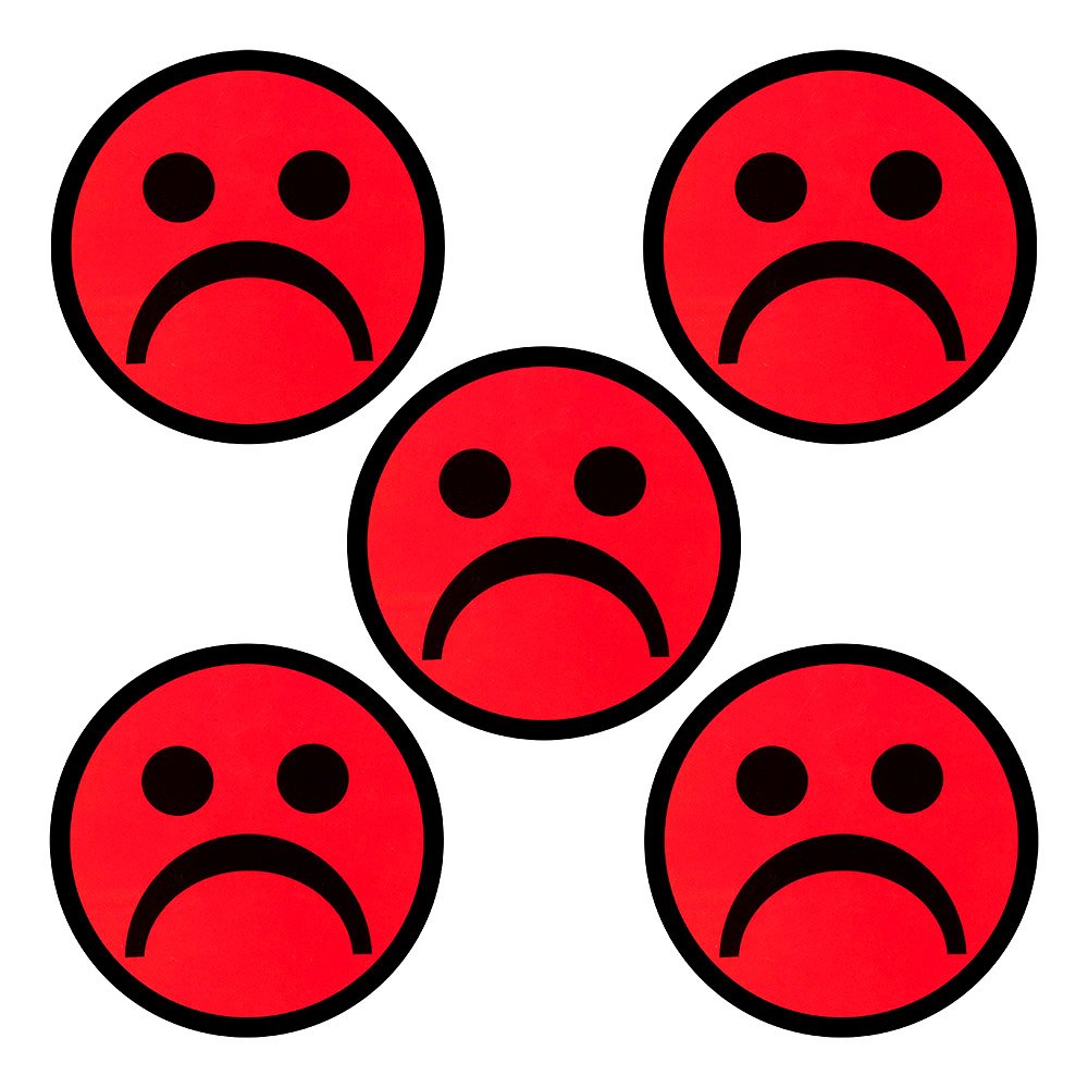 Sad Smiley Magnets - Red - 5 Magnets - 2 Inch - Whiteboard Magnets at School or Office