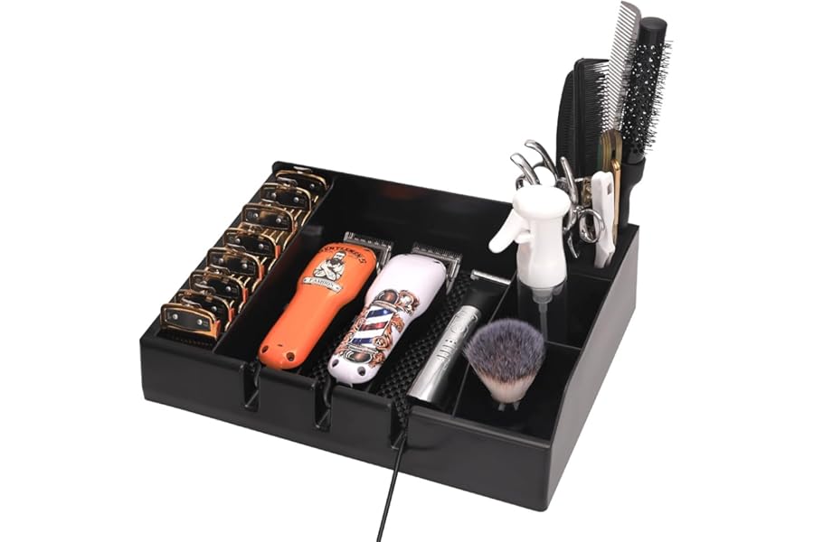Barber Clippers Tray Station Hair Trimmer Holder Multifunctional Razors Case Stylist Hairdressing Combs Clips Scissors Holder(12.87″ X 8.9″)