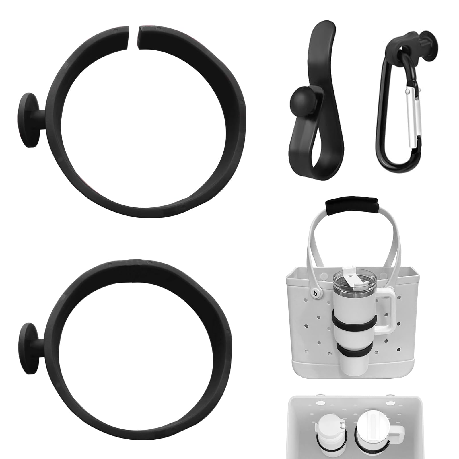 Photo 1 of 4Pcs Bogg Bag Accessories,Bogg Bag Cup Holder for Stanley, 30oz and 40oz Water Bottle Accessories, Compatible with Bogg Bags and Simply Southern Totes(Black)