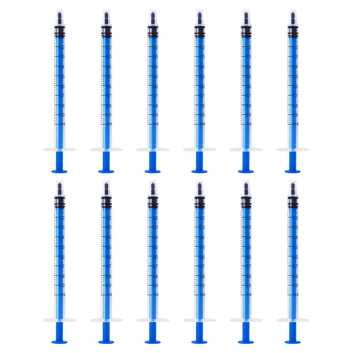 12 Pack - 1ml Plastic Syringe with Measurement, No Needle Suitable for Refilling and Measuring Liquids, Feeding Pets, Oil or Glue Applicator