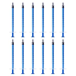 12 Pack - 1ml Plastic Syringe with Measurement, No Needle Suitable for Refilling and Measuring Liquids, Feeding Pets, Oil or Glue Applicator