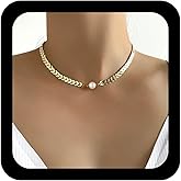 Ximdble Vintage Pearl Choker Necklace Boho Fish Bone Chain Necklace Floating Pearl Necklace Single Pearl Necklace Wheat Ear-shaped Chain Necklace for Women